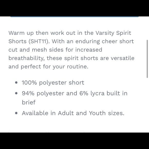 Varsity Brand Spirit Shorts - Picture 5 of 5